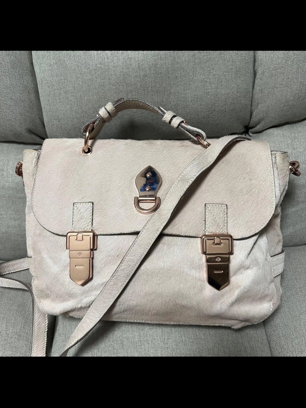 Mulberry Cream Top-Handle Satchel with Rose Gold Hardware